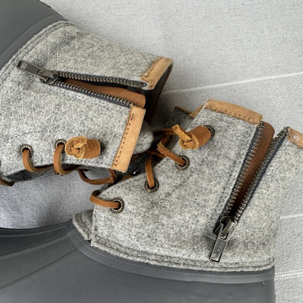 Sperry Top-Sider Saltwater Wool Embossed Waterproof Duck Boots STS82475 Gray 7.5 - Picture 12 of 15